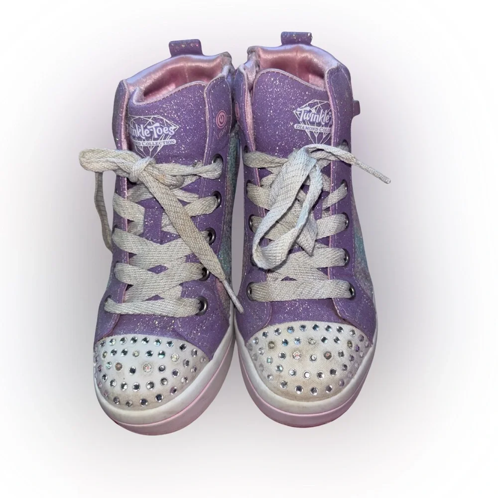 Skechers Twinkle Toes Diamond Collection Light Up High Tops Girls Size 13 - Picture 2 of 7